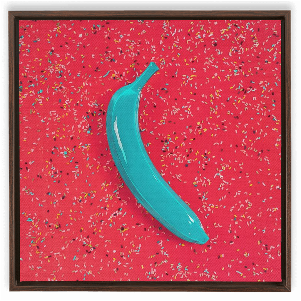 Canvas Print: "Blue banana on orange with sprinkles"