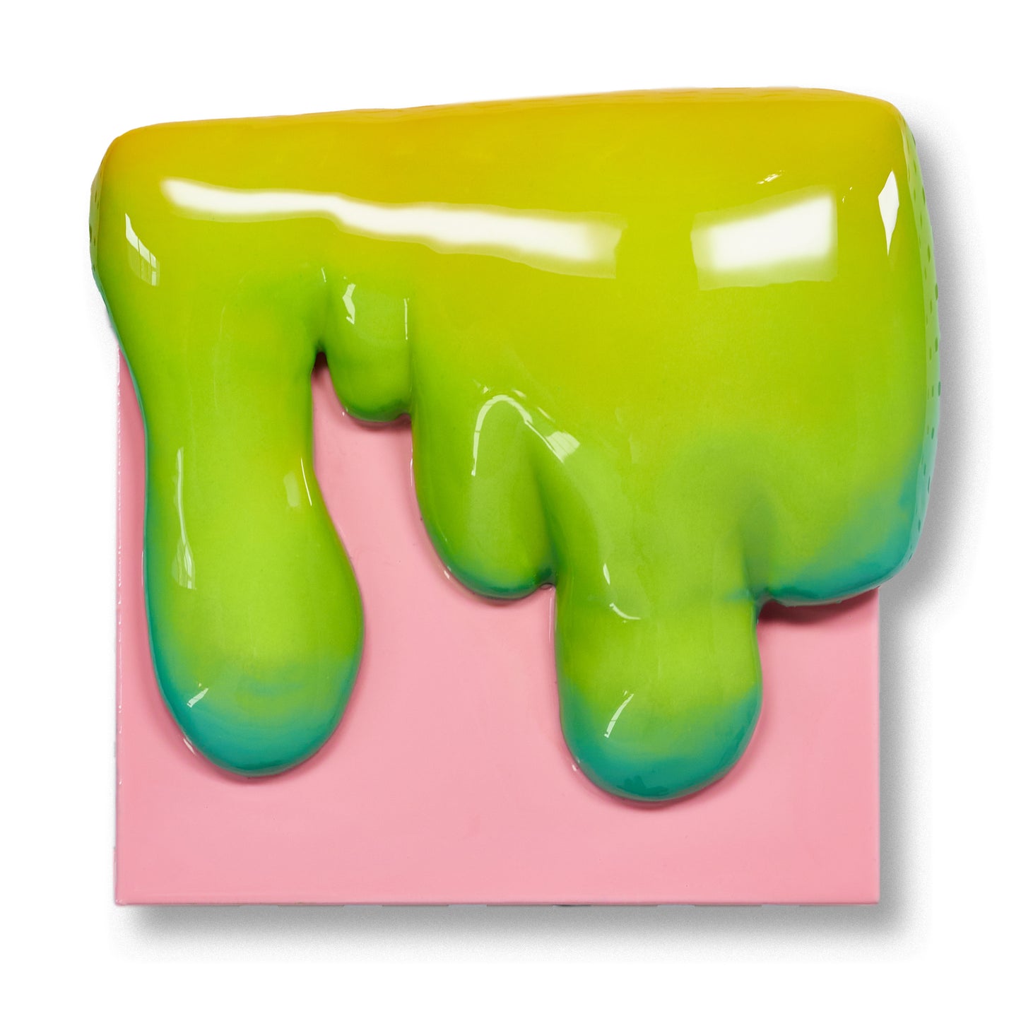 32x32cm | YellowGreen on Pink Drip