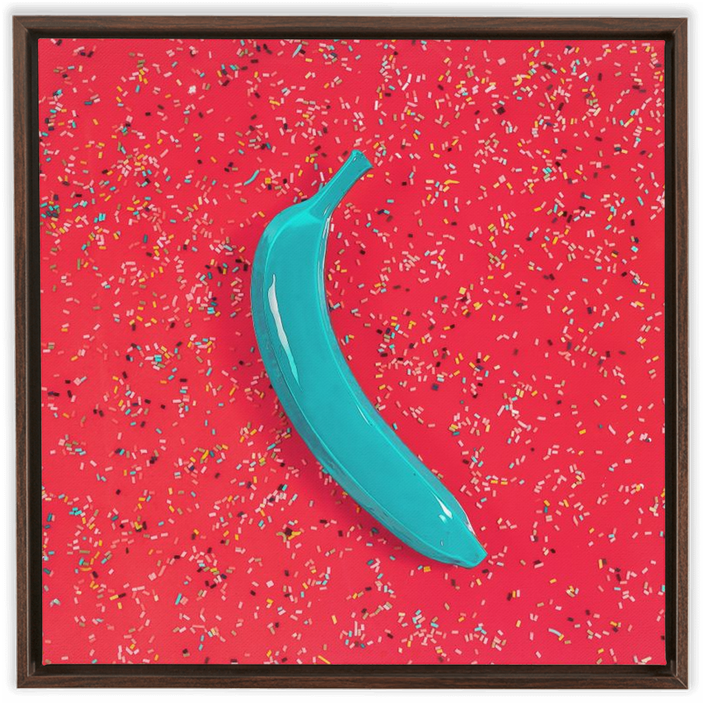 Canvas Print: "Blue banana on orange with sprinkles"