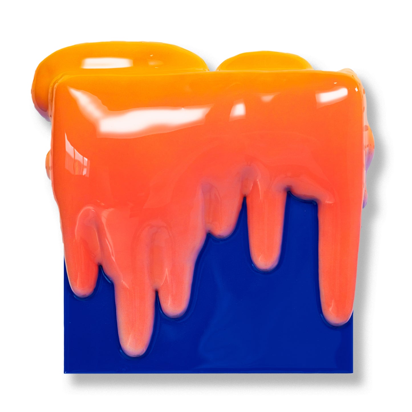 32x32cm | YellowOrangeLila on Blue Drip