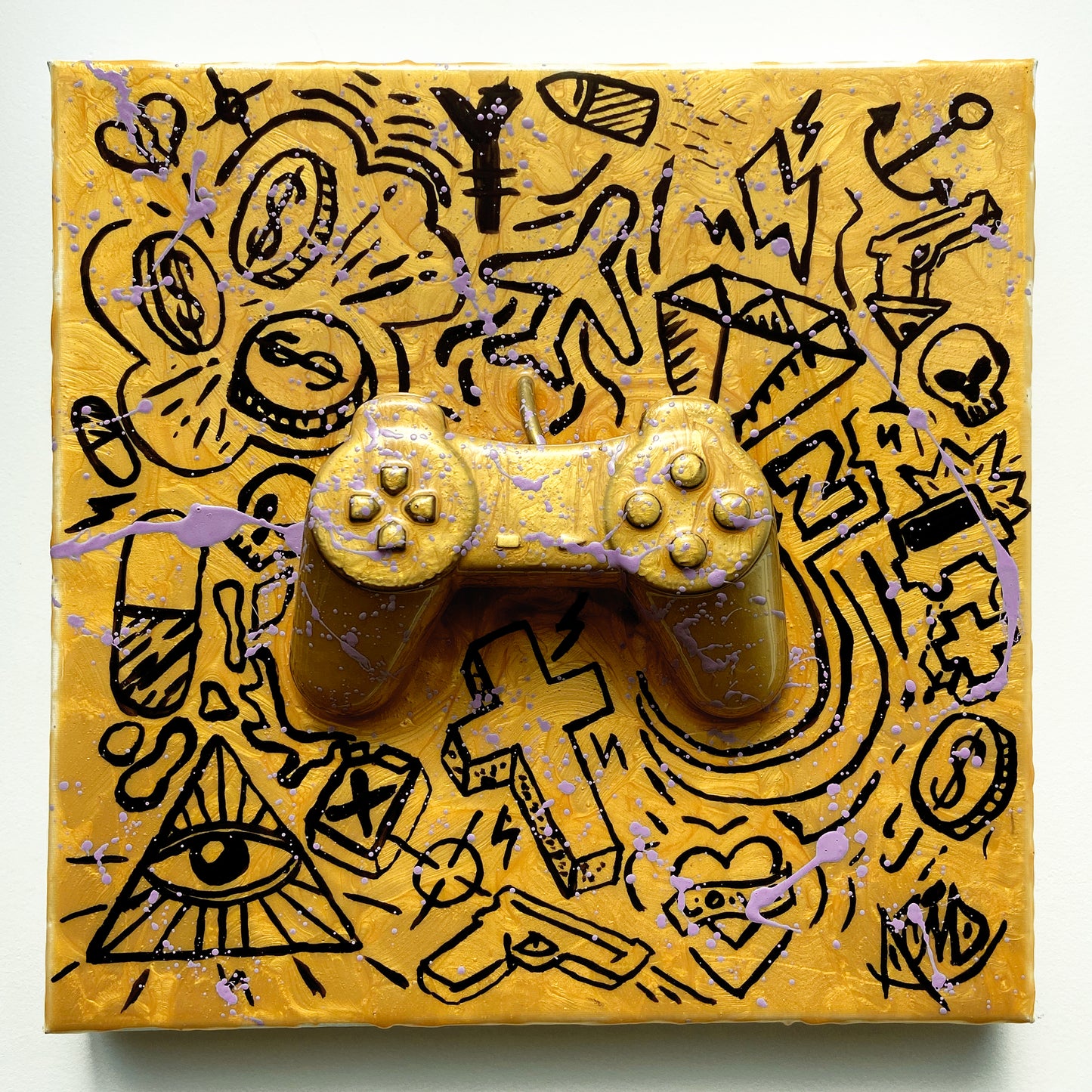 30x30cm | Player's gotta play | Gold and purple GTA version