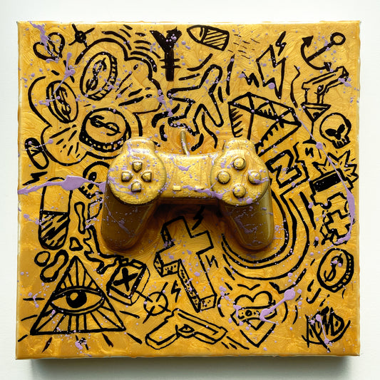30x30cm | Player's gotta play | Gold and purple GTA version